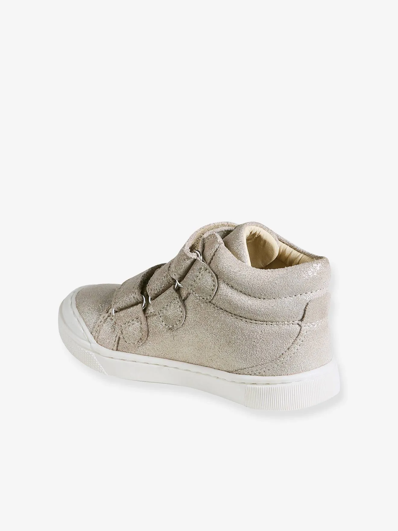Hook-and-Loop Leather Trainers for Girls, Designed for Autonomy - golden beige