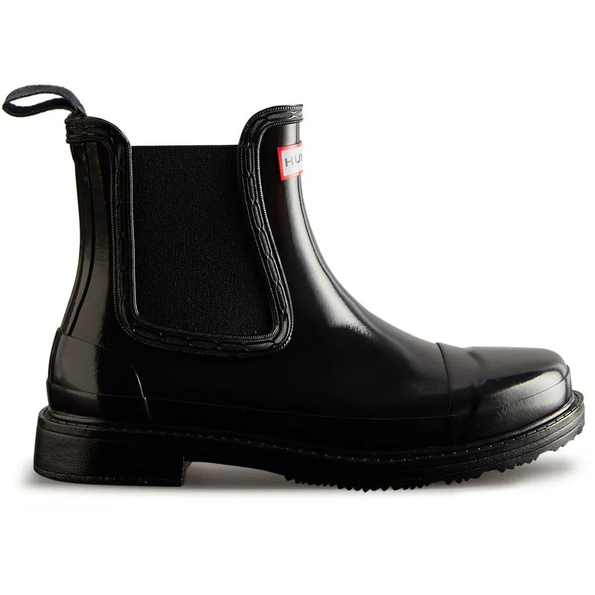 Hunter Commando Gloss Chelsea Boots Black