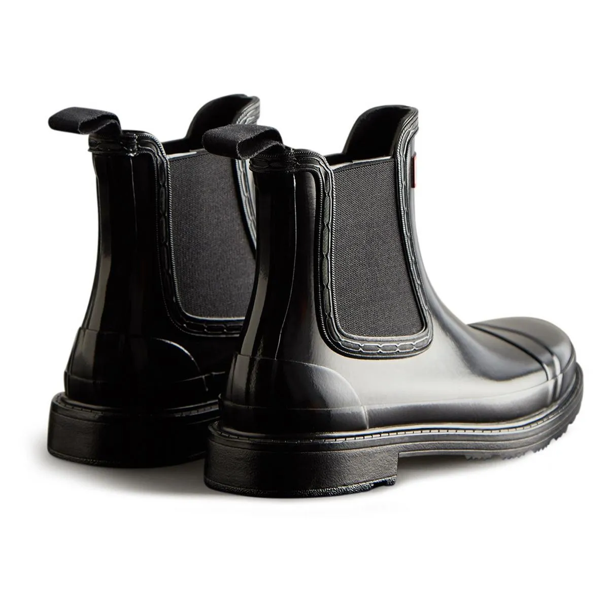 Hunter Commando Gloss Chelsea Boots Black