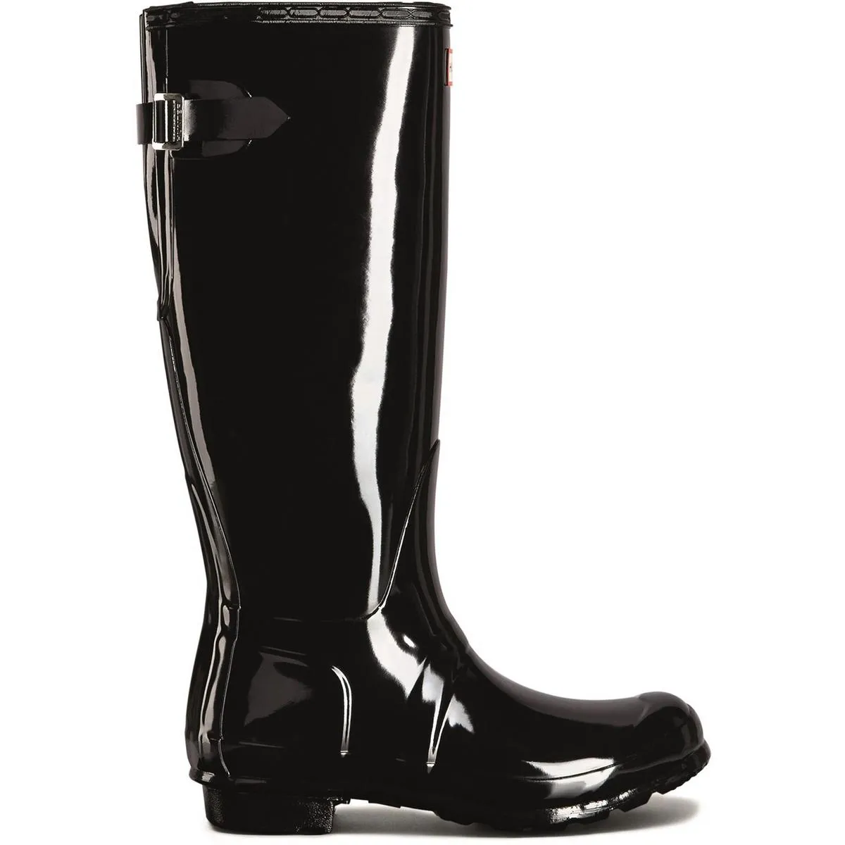 Hunter Tall Back Adjustable Gloss Wellington Boots Black