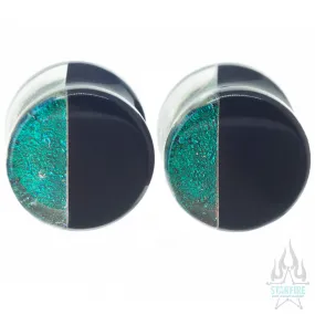 Hybrid Deluxe Dichroic Glass Plugs - Bright Green Blue