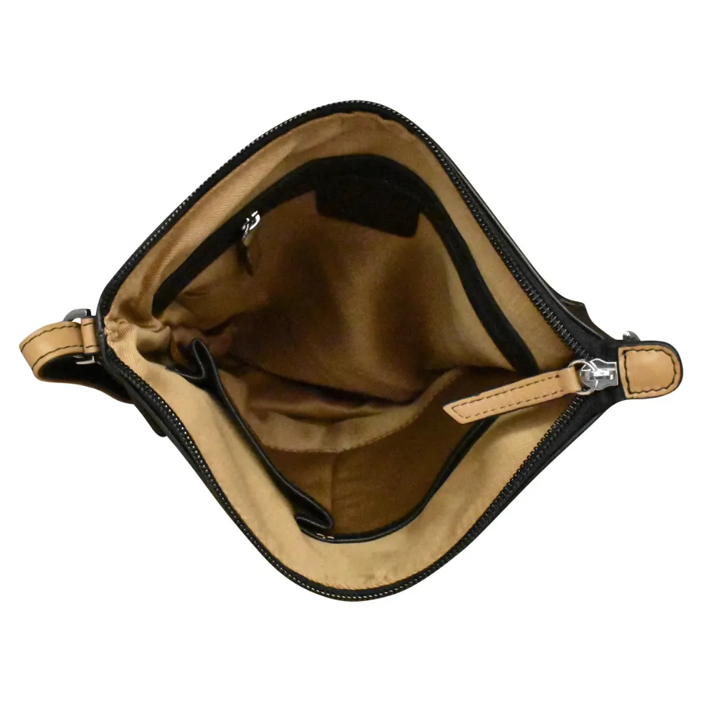 ili New York Expandable Black/Camel Crossbody Bag