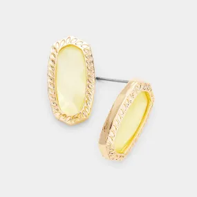 iLLASPARKZ Crystal Hexagon Embossed Metal Stud Earrings