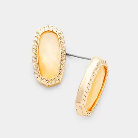 iLLASPARKZ Crystal Hexagon Embossed Metal Stud Earrings