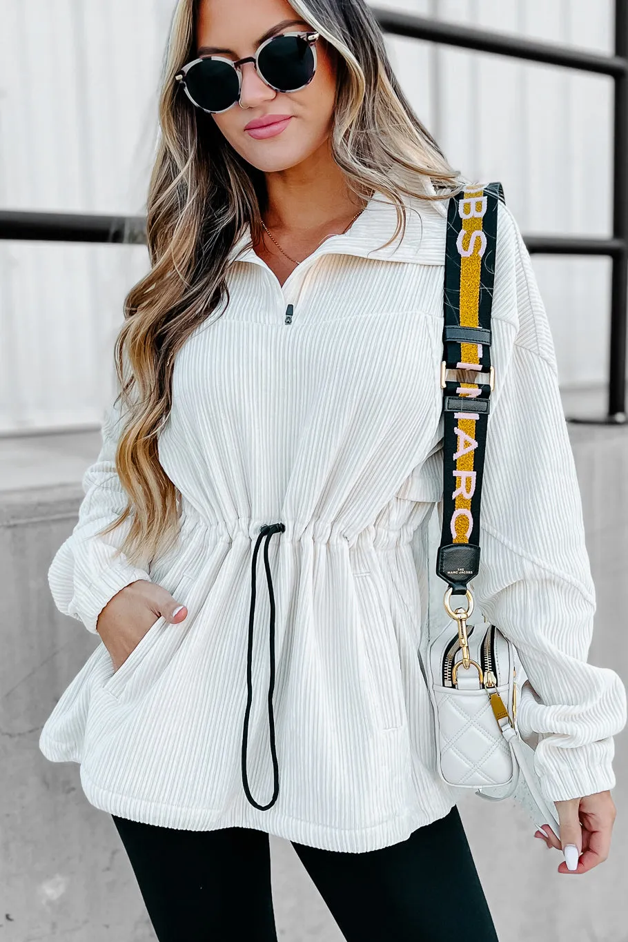 Interesting Perspective Corduroy Pullover (Ivory)