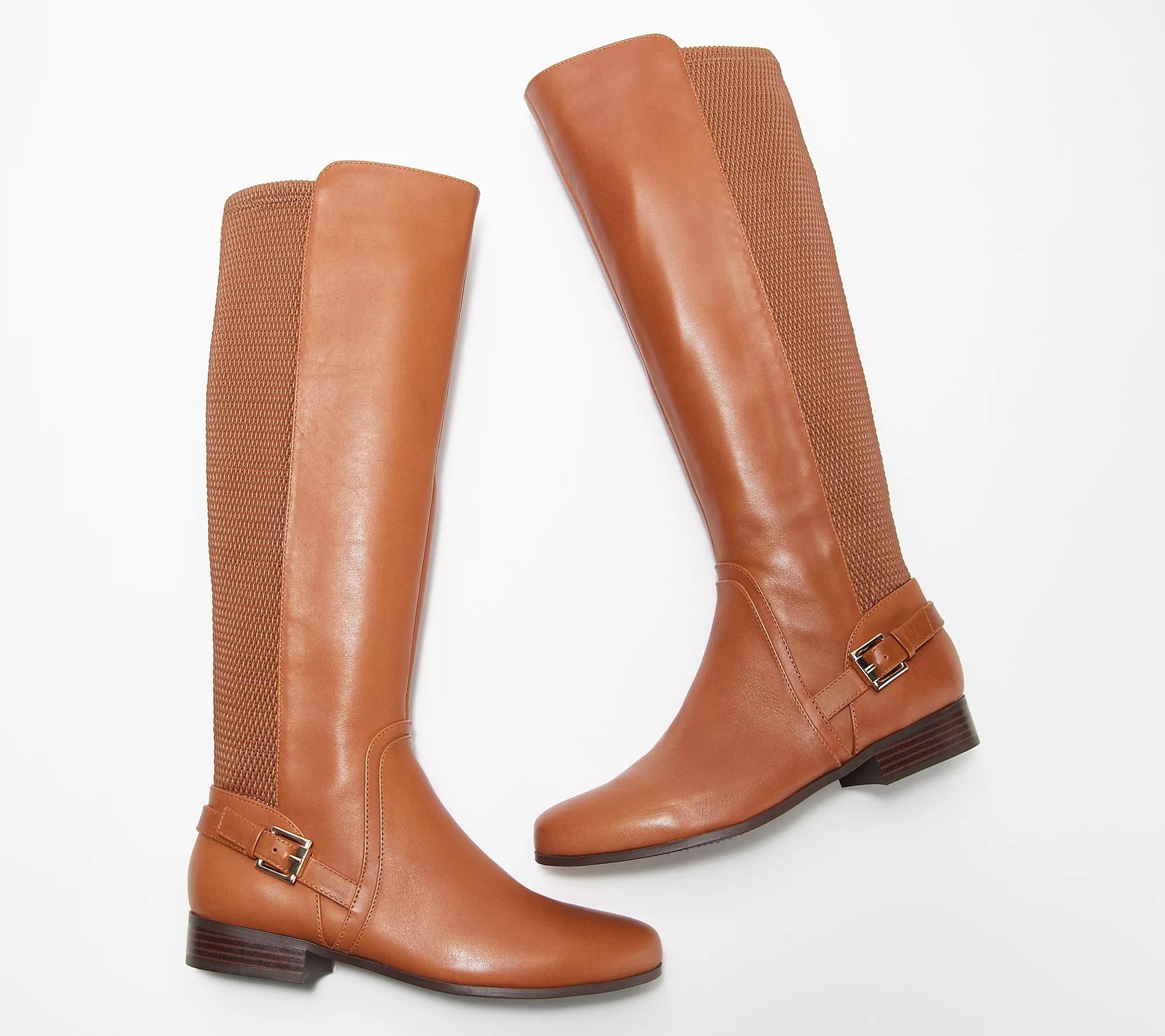 Isaac Mizrahi Live! Medium Calf Leather and Stretch Riding Boot