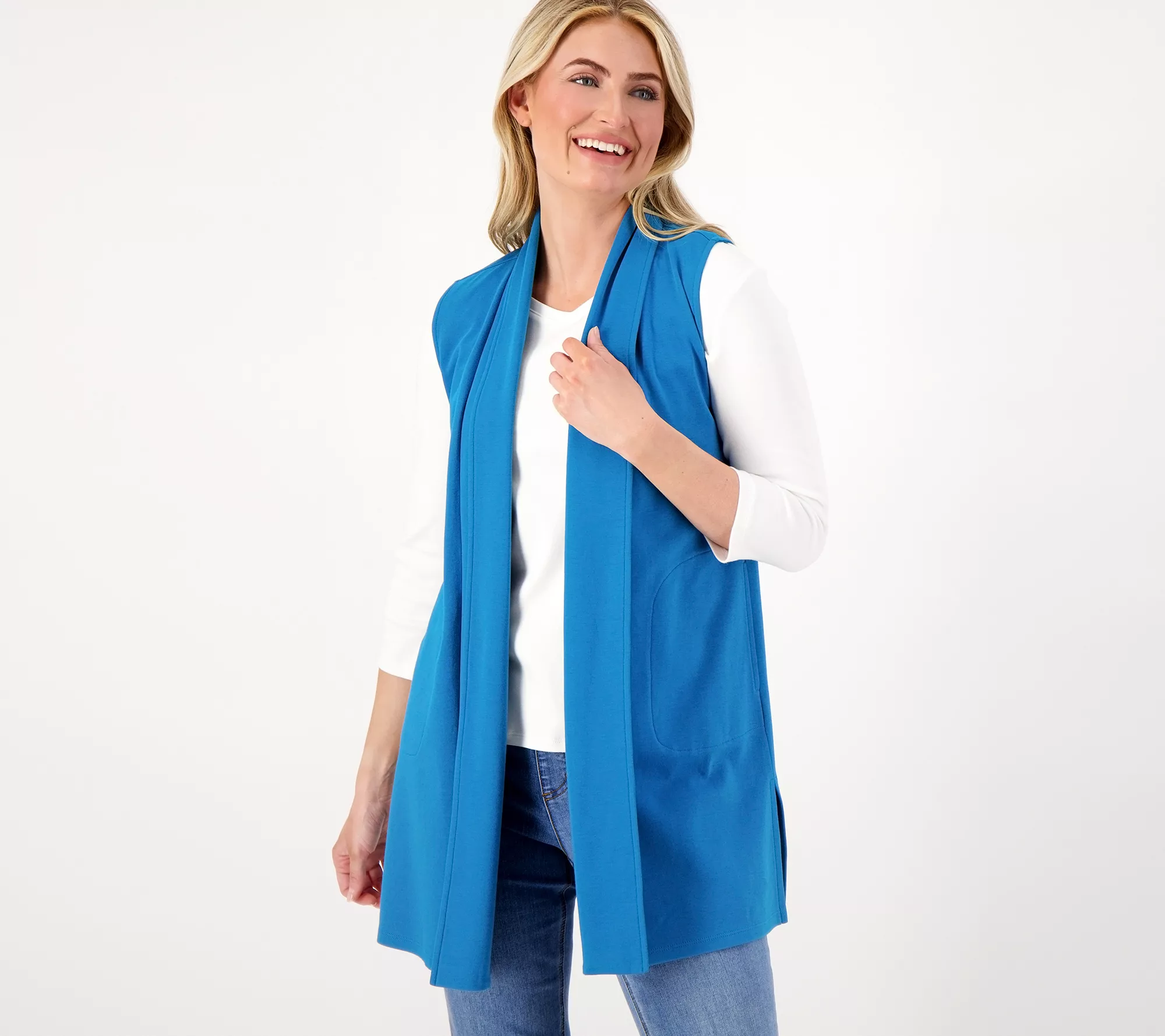Isaac Mizrahi Live! Petite Essentials Open Front Vest