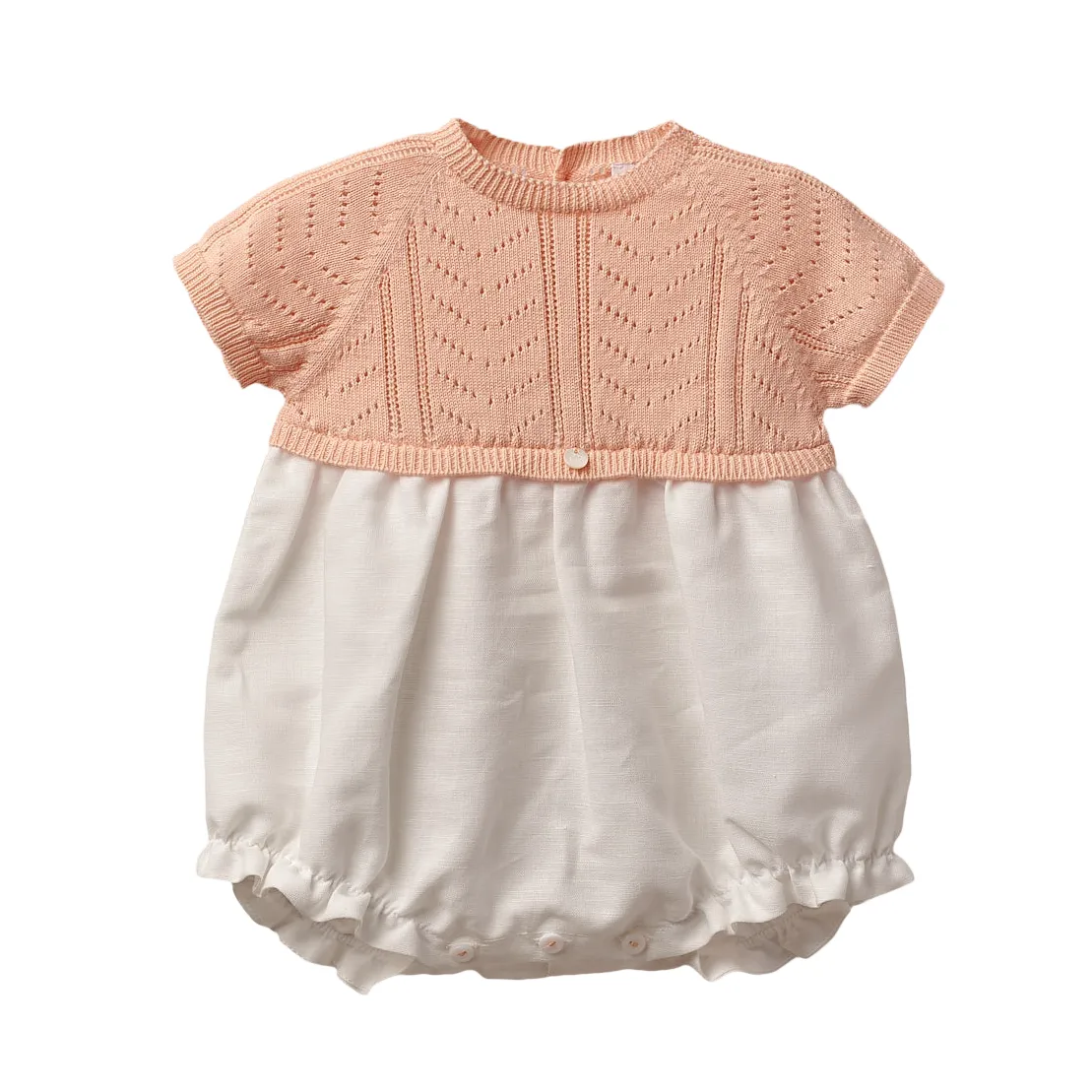 Ivory Half Knit Linen Romper (3M)