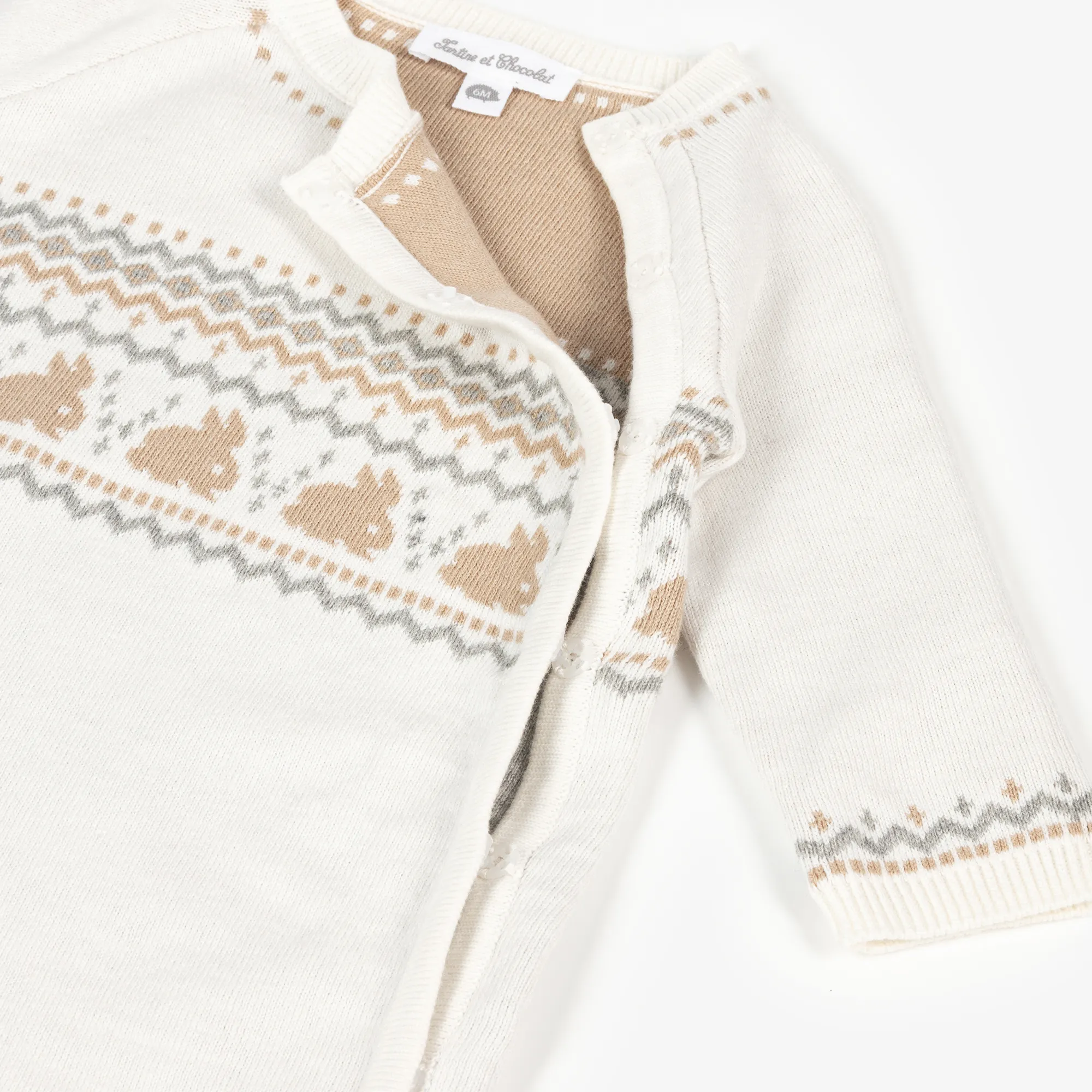 Ivory Knitted Cotton & Cashmere Romper