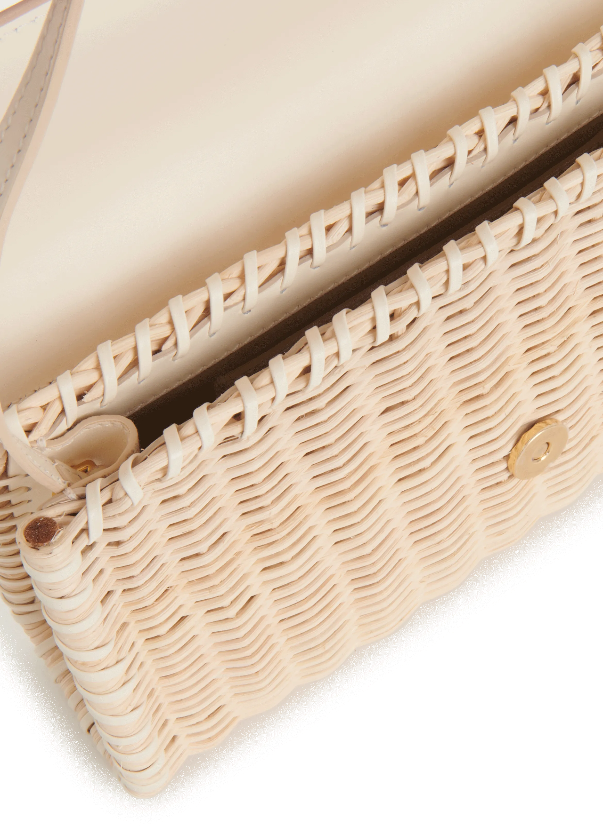 JACQUEMUS  Le Bambino Long wicker and leather bag  - Beige