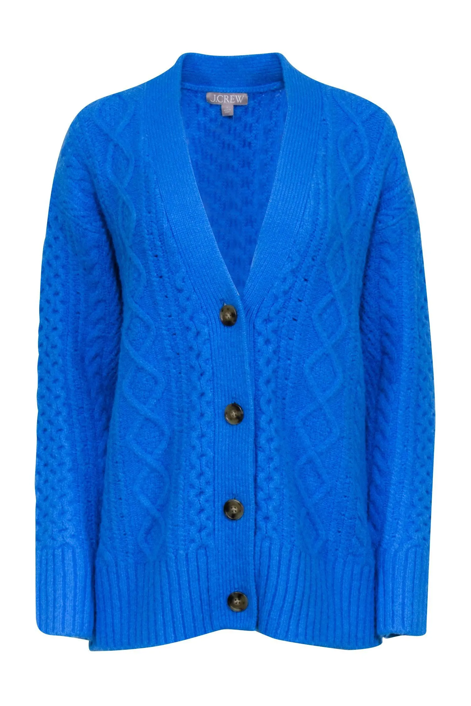 J.Crew - Pool Blue Chunky Knit Wool Blend Cardigan Sz S
