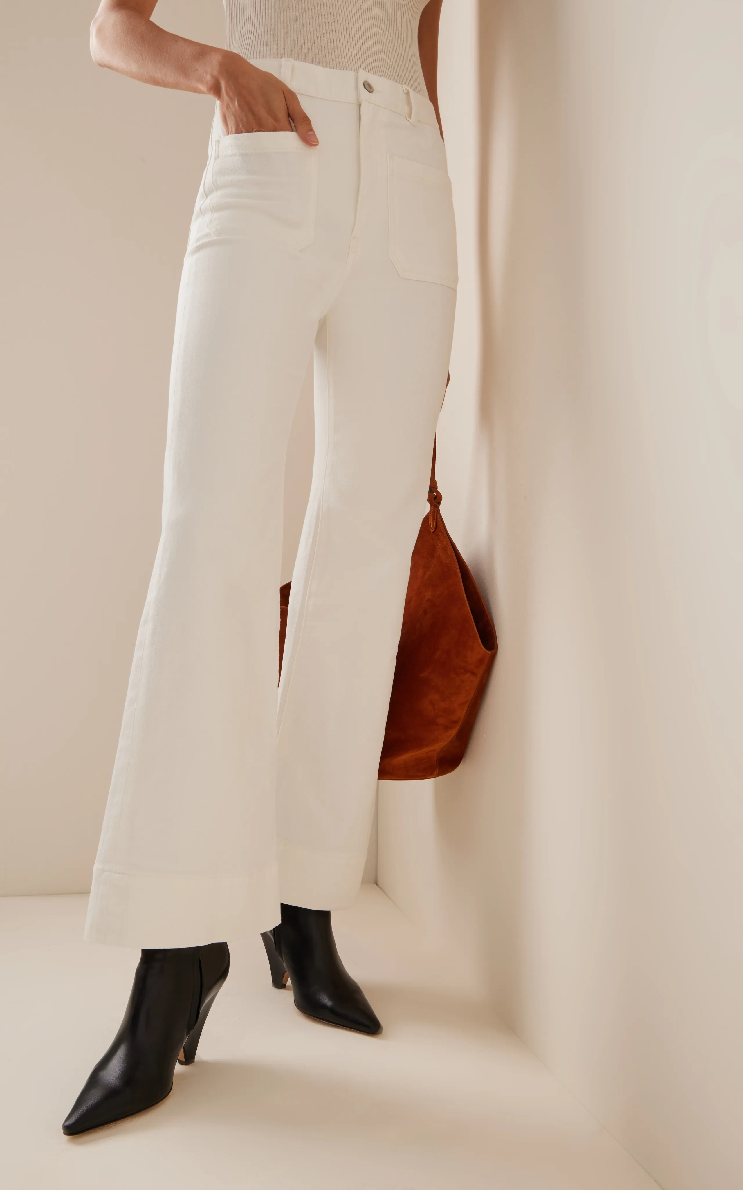 Jeanerica St Monica Cropped Stretch High-Rise Flared-Leg Jeans