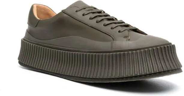 Jil Sander lace-up leather platform sneakers Green