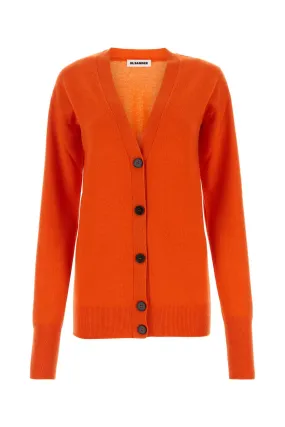 Jil Sander Orange Wool Cardigan