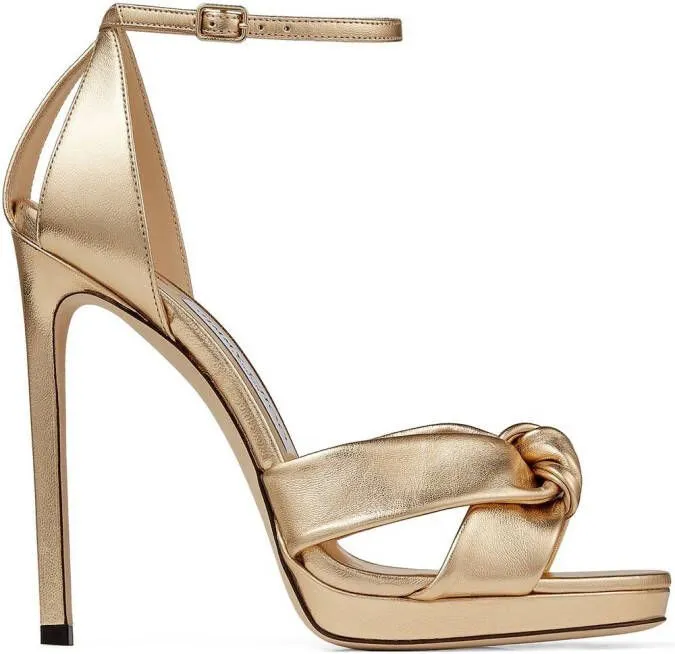 Jimmy Choo Rosie 120mm metallic-effect sandals Gold