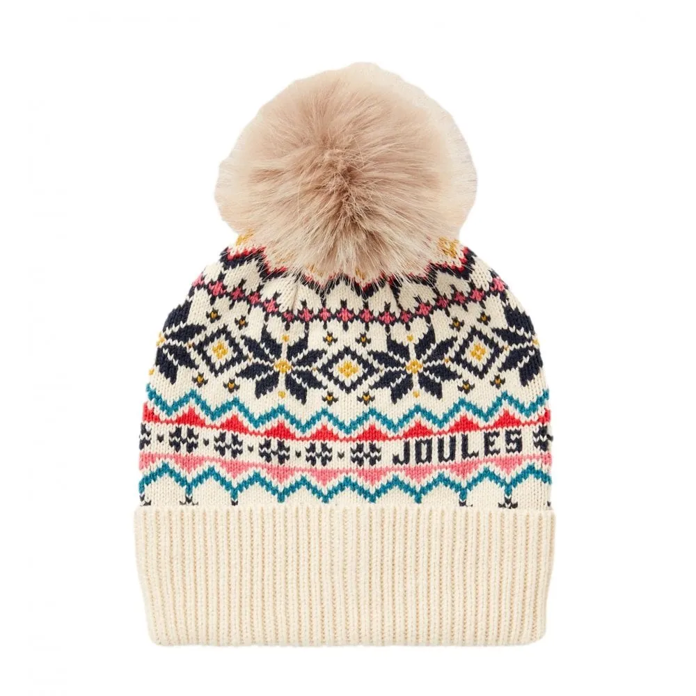 Joules Bluebird Ivory Fairisle Knitted Hat