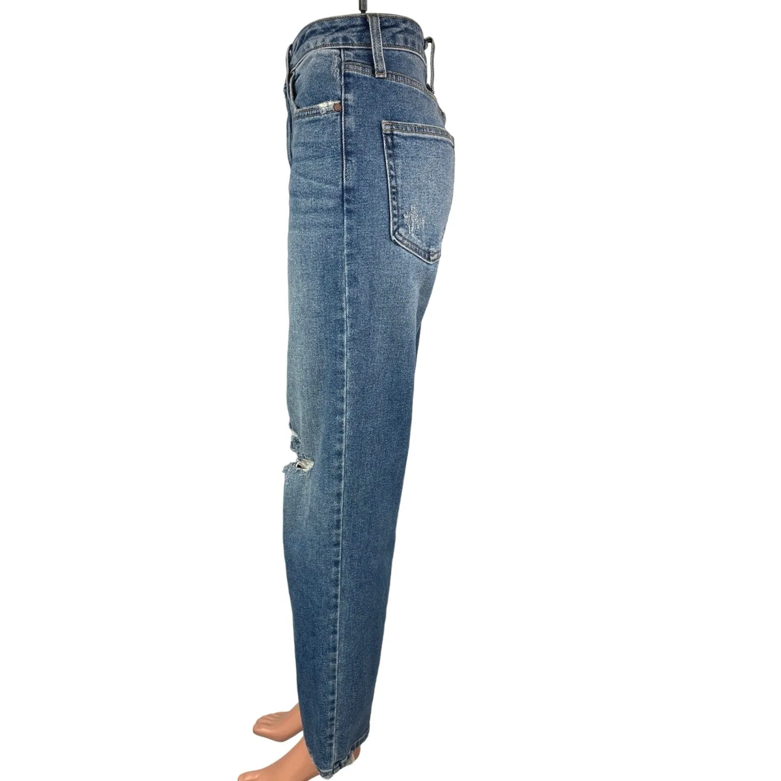 Just Black Denim Women's Blue Medium Wash Distressed Straight Denim Jeans Sz 24