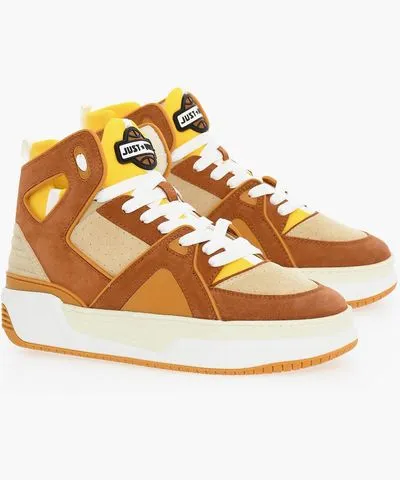 Just Don Fabric And Suede Basketball Jd1 High-Top Sneakers With Cut-O
