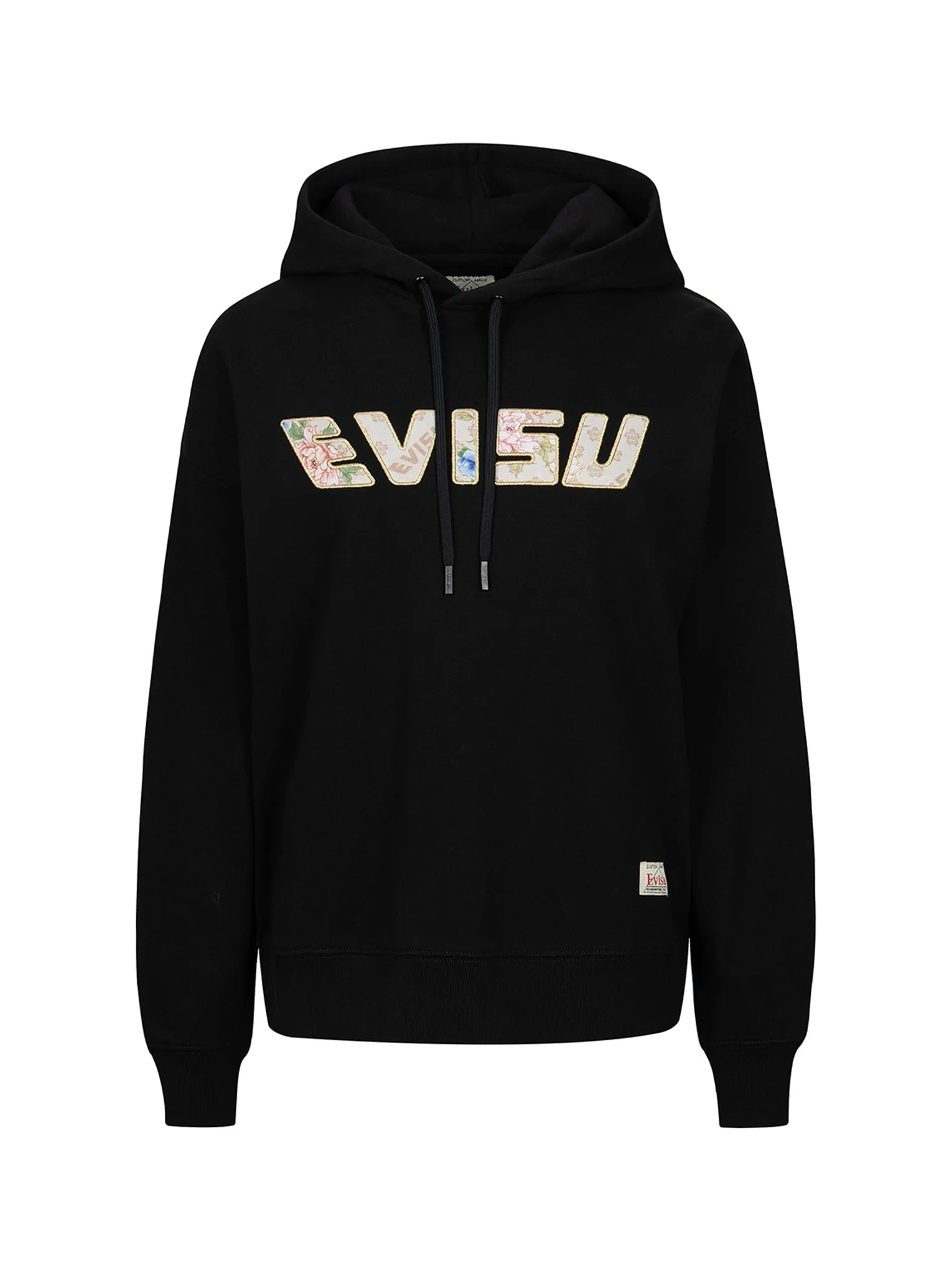 Kamon and Floral-pattern Logo Appliqué Cropped Hoodie