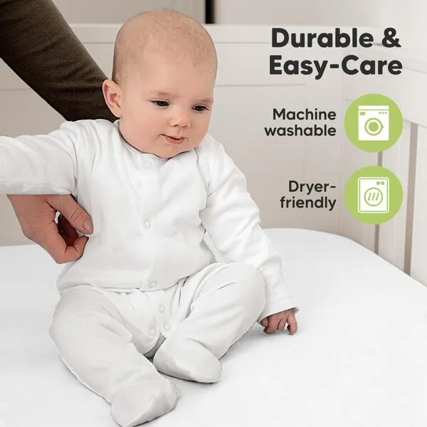 KeaBabies 2-Pack Soothe Fitted Crib Sheet, Soft White