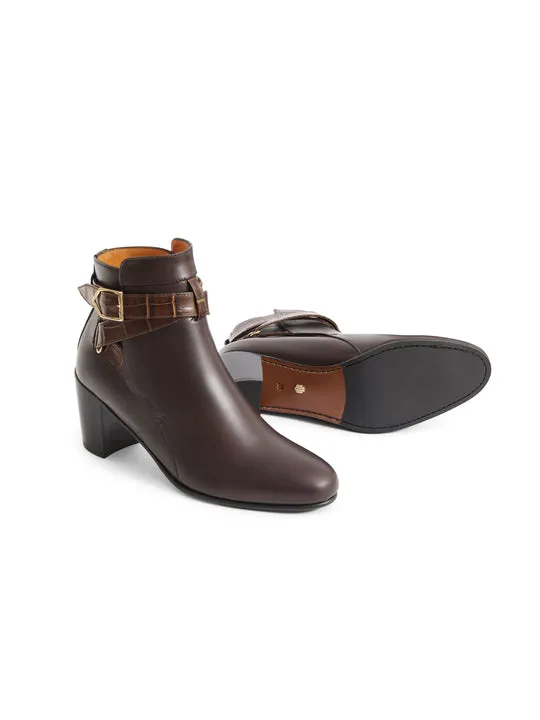 Kensington       50% Off   |   Save £132.50  mahogany leather Heeled Ankle Boots