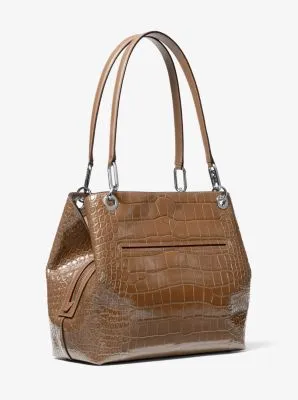 Kensington Large Crocodile Embossed Leather Tote Bag