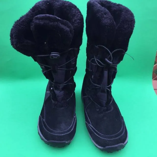 Khombu women's fashion leather black boot size--8m
