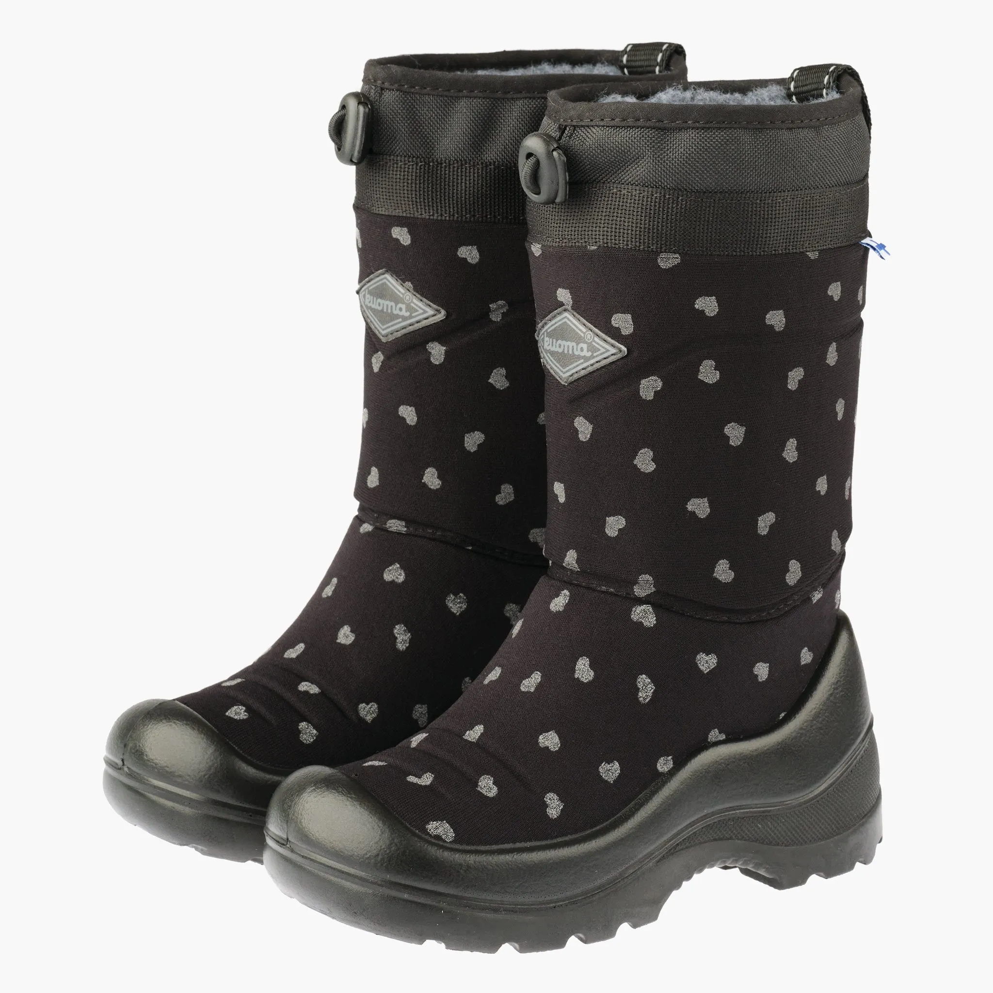 Kids winter boots Lumilukko, Black Cute reflective
