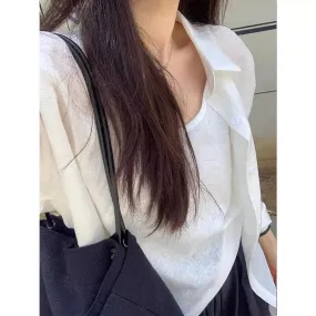 Korean style white thin sunscreen long-sleeved shirt women's summer new loose lazy style shirt casual jacket top