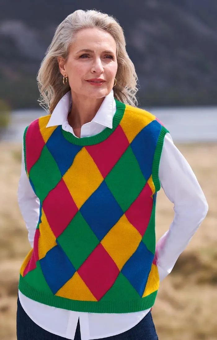 Ladies Cashmere Argyle Jumper