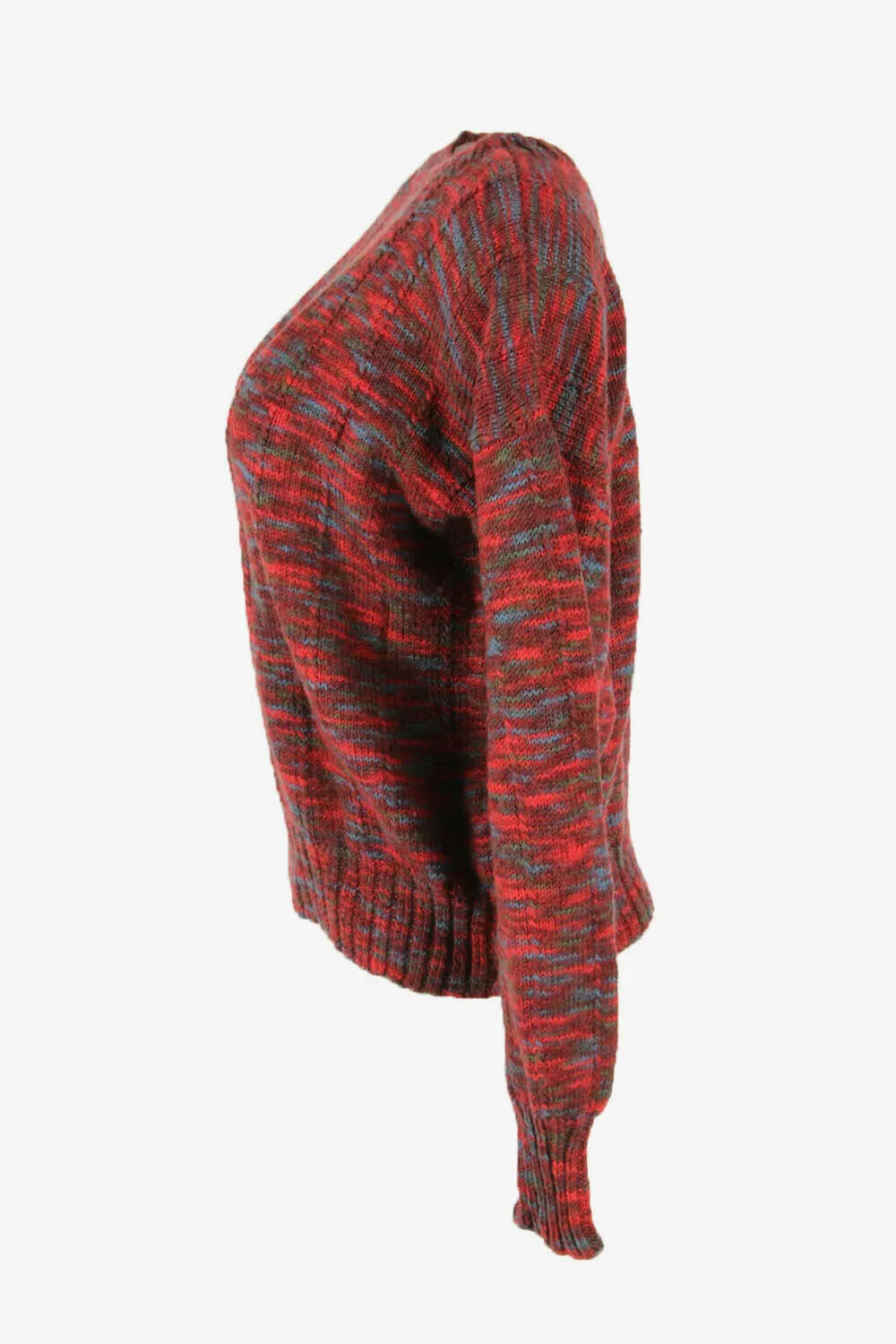 Ladies Jumper Vintage Crew Neck Knit Pullover Retro 90s Red Size L - Pepper Tree London