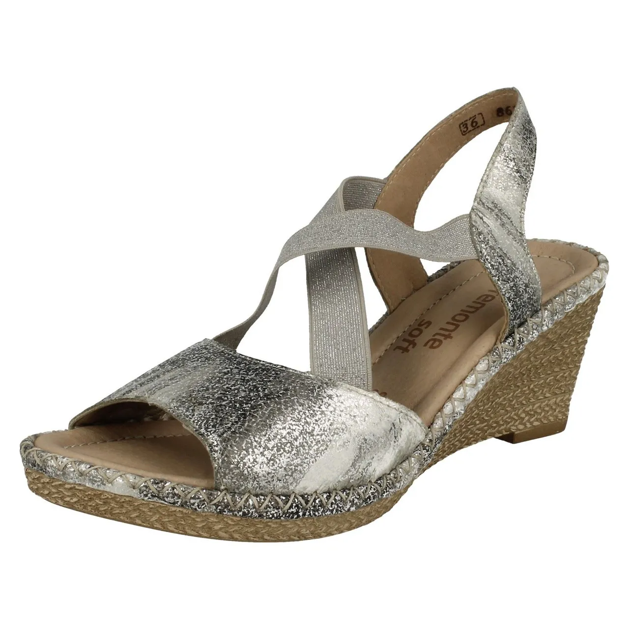 Ladies Remonte X Strap Summer Wedge Sandals D6732
