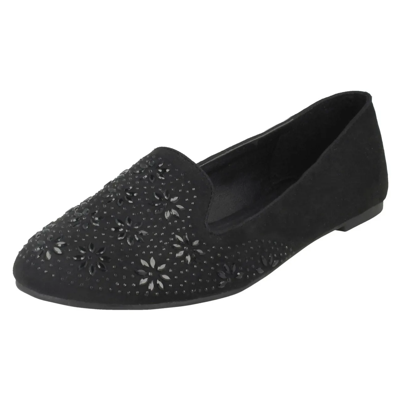 Ladies Spot On Flat Slipper Cut Ballerinas