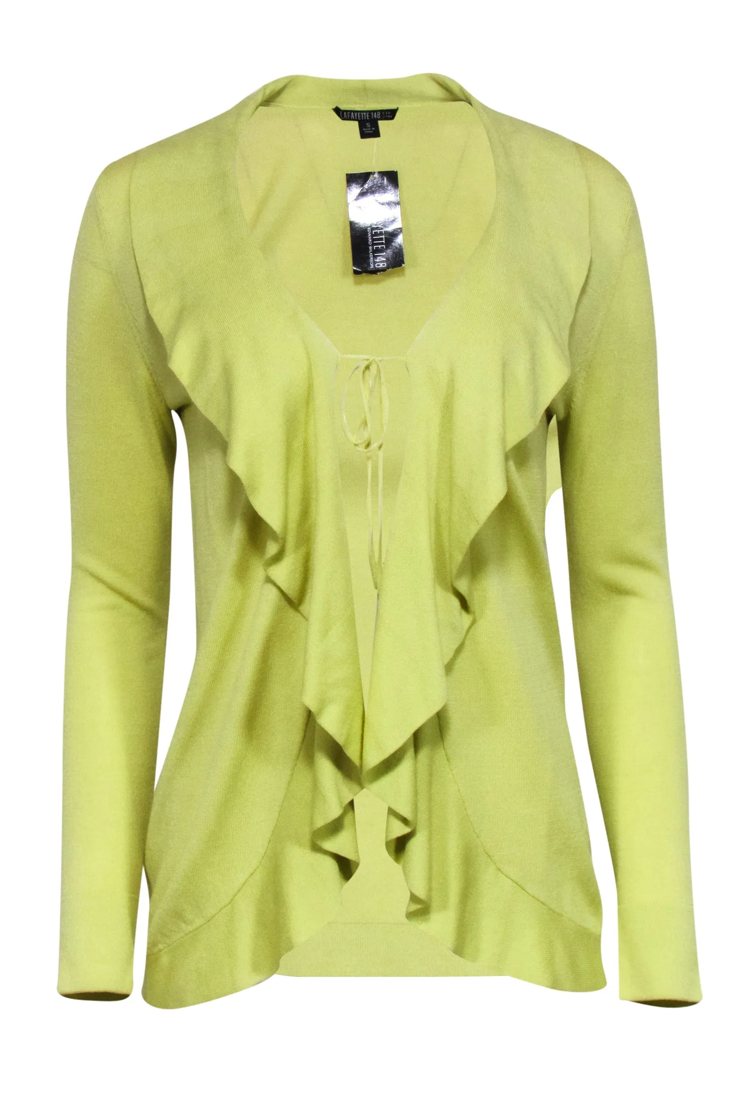 Lafayette 148 - Chartreuse Ruffle Collar Cardigan Sz S