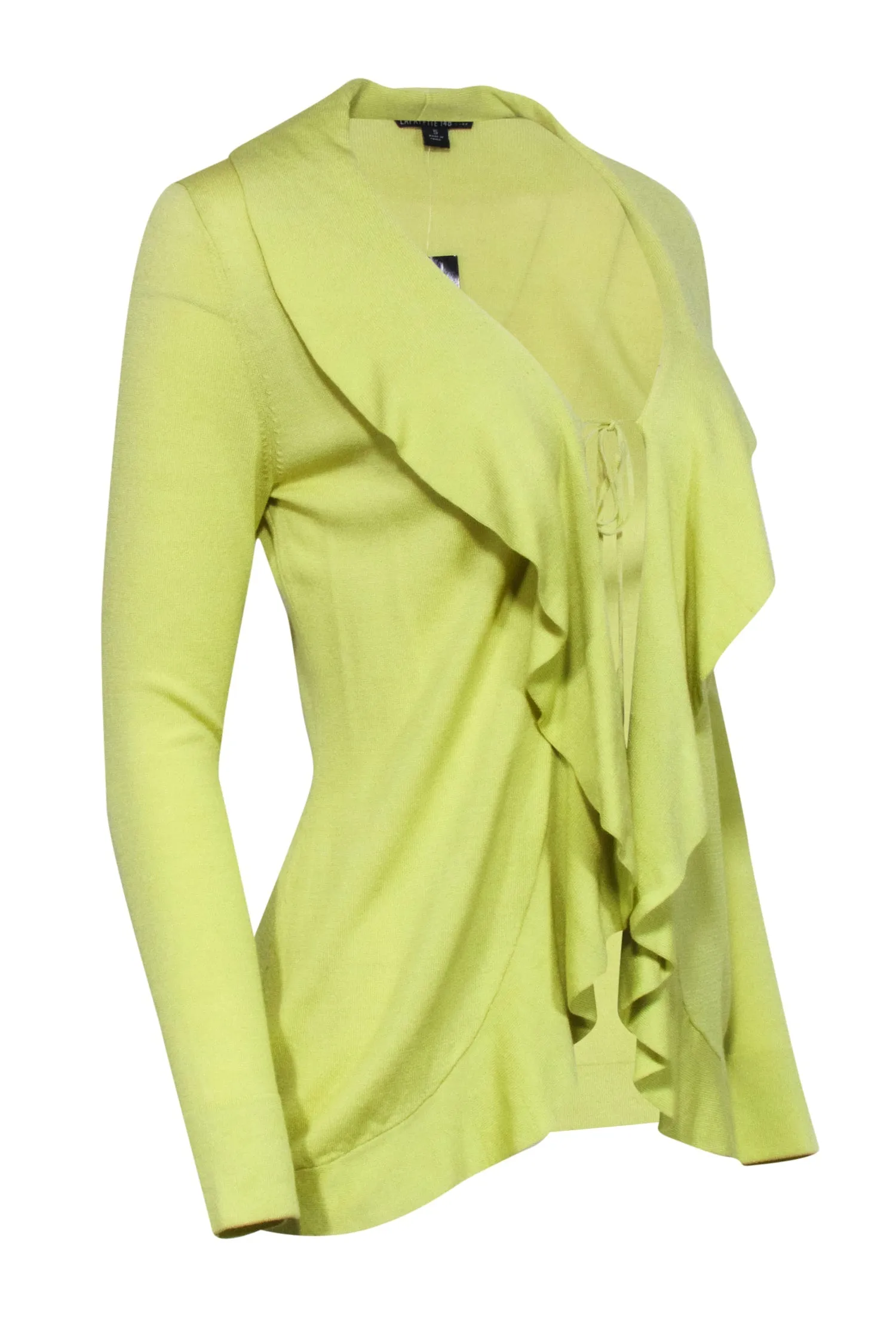 Lafayette 148 - Chartreuse Ruffle Collar Cardigan Sz S