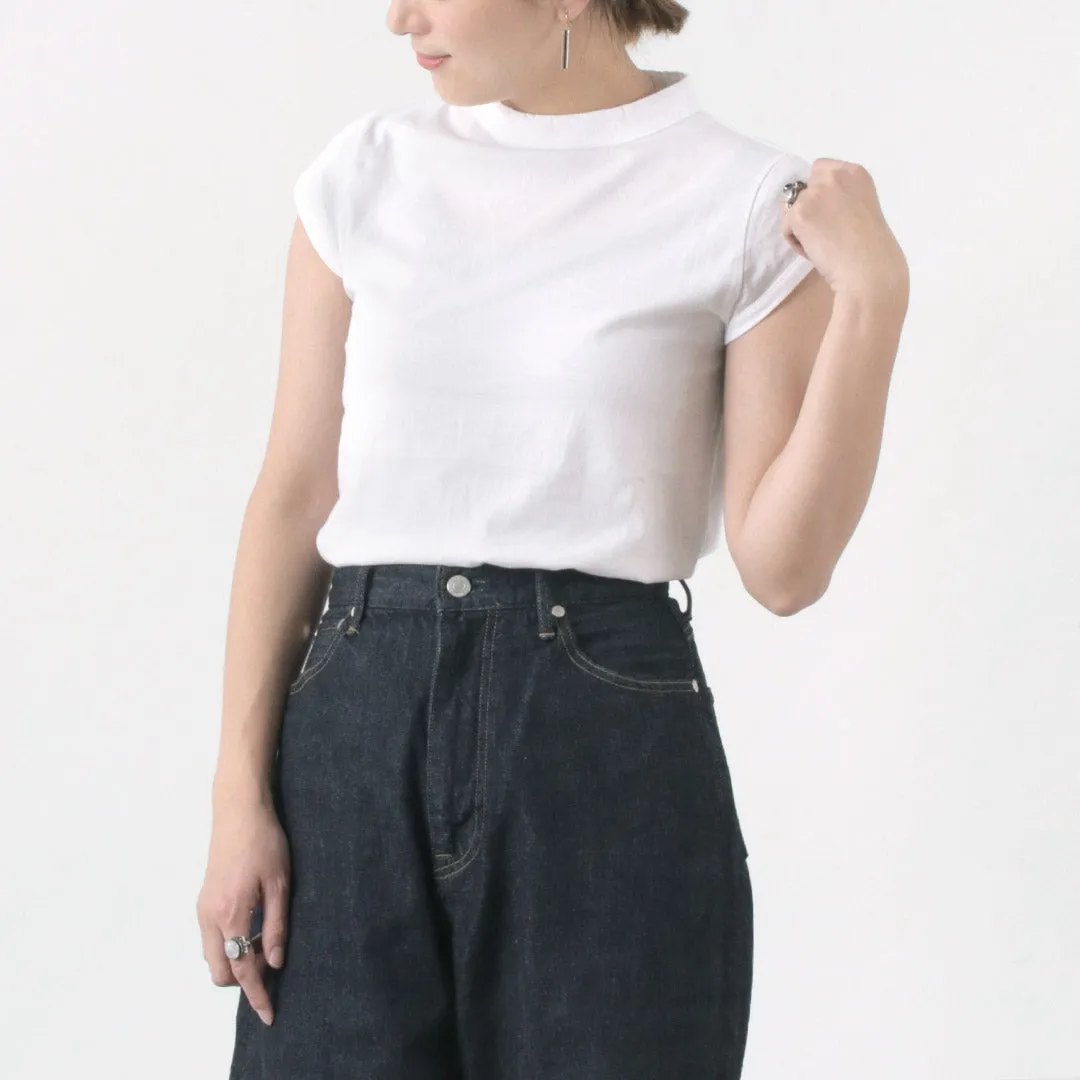 LAITERIE（レイトリー） USE天竺 フレンチスリーブ プルオーバー / カットソー Tシャツ 半袖 レディース 綿100% コットン 日本製 モックネック INDIA FRENCH SLEEVE PULLOVER