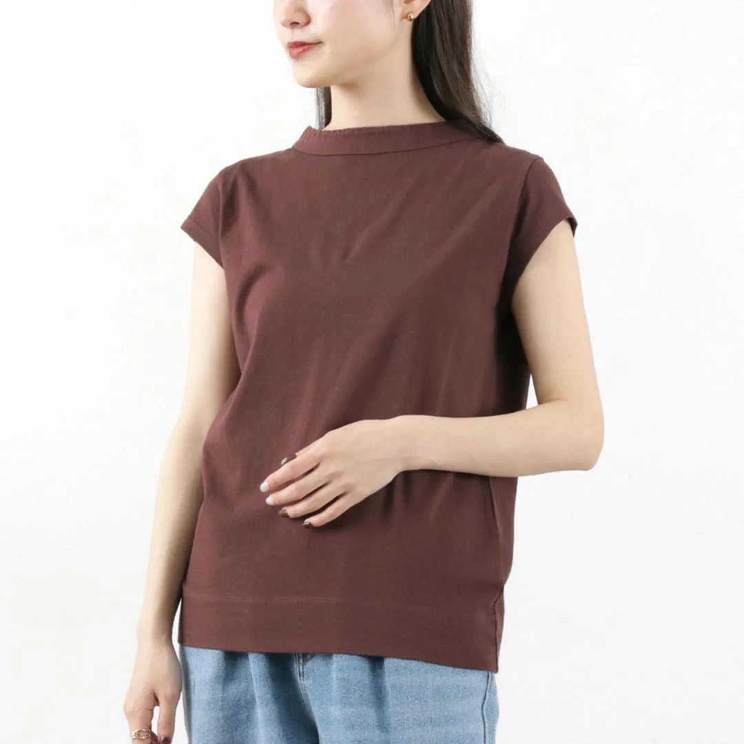LAITERIE（レイトリー） USE天竺 フレンチスリーブ プルオーバー / カットソー Tシャツ 半袖 レディース 綿100% コットン 日本製 モックネック INDIA FRENCH SLEEVE PULLOVER
