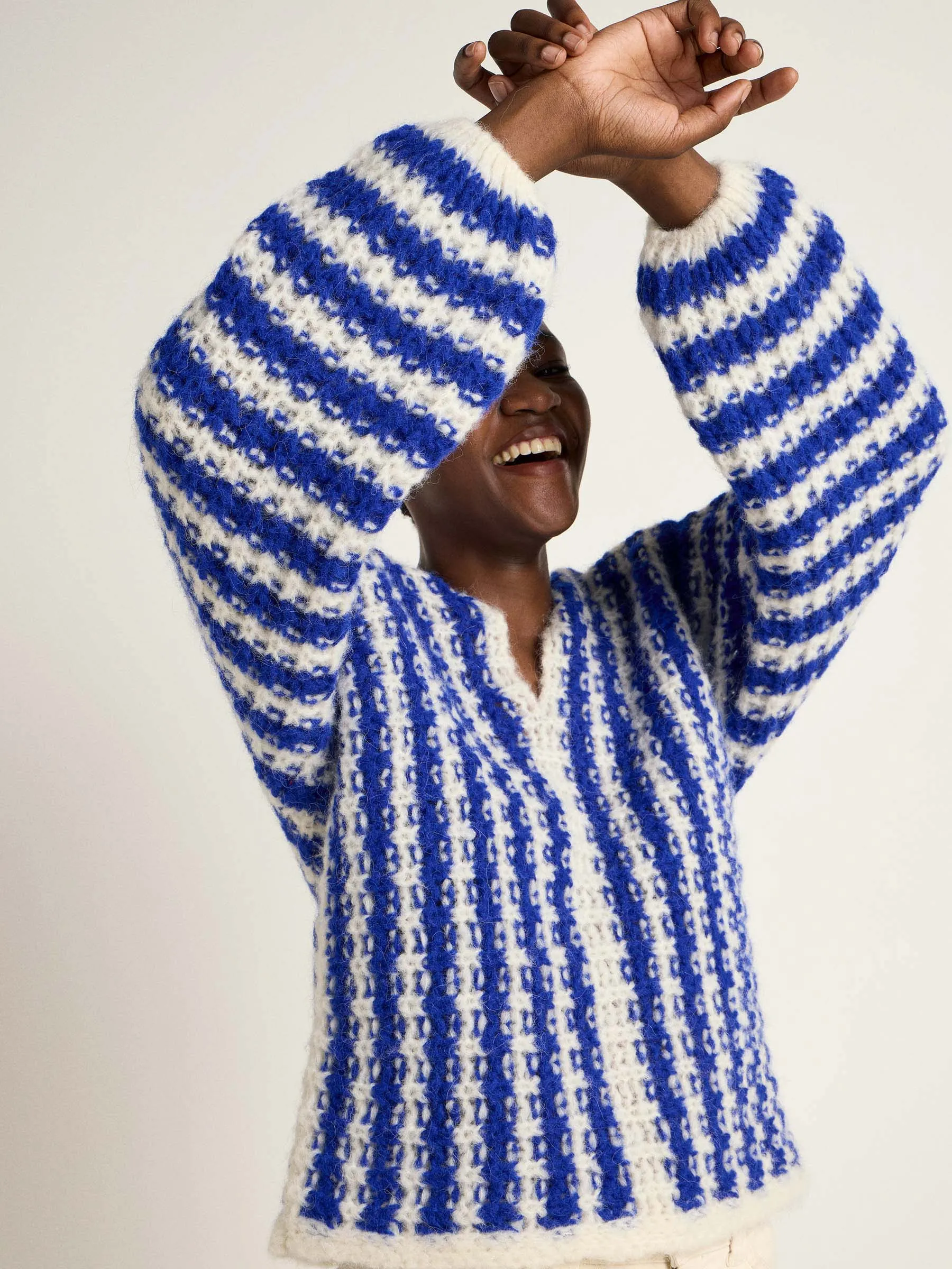 LANIUS Striped v-neck jumper