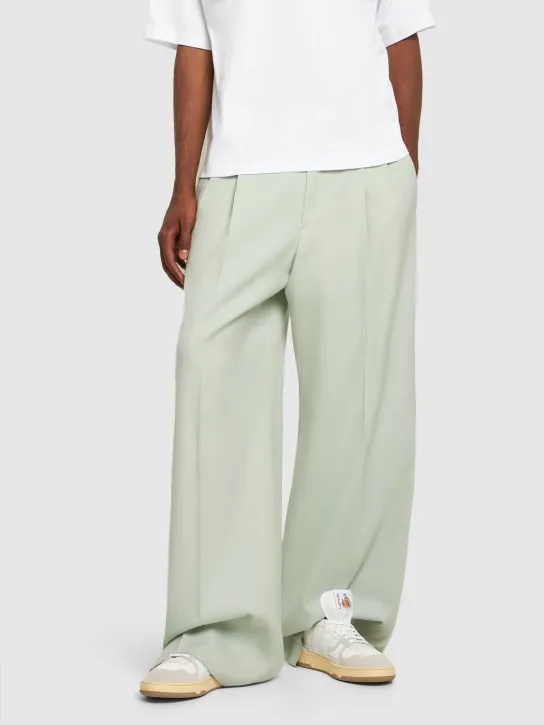 Lanvin   Clay leather & mesh low-top sneakers 