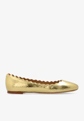 Lauren Python Print Leather Ballet Flats
