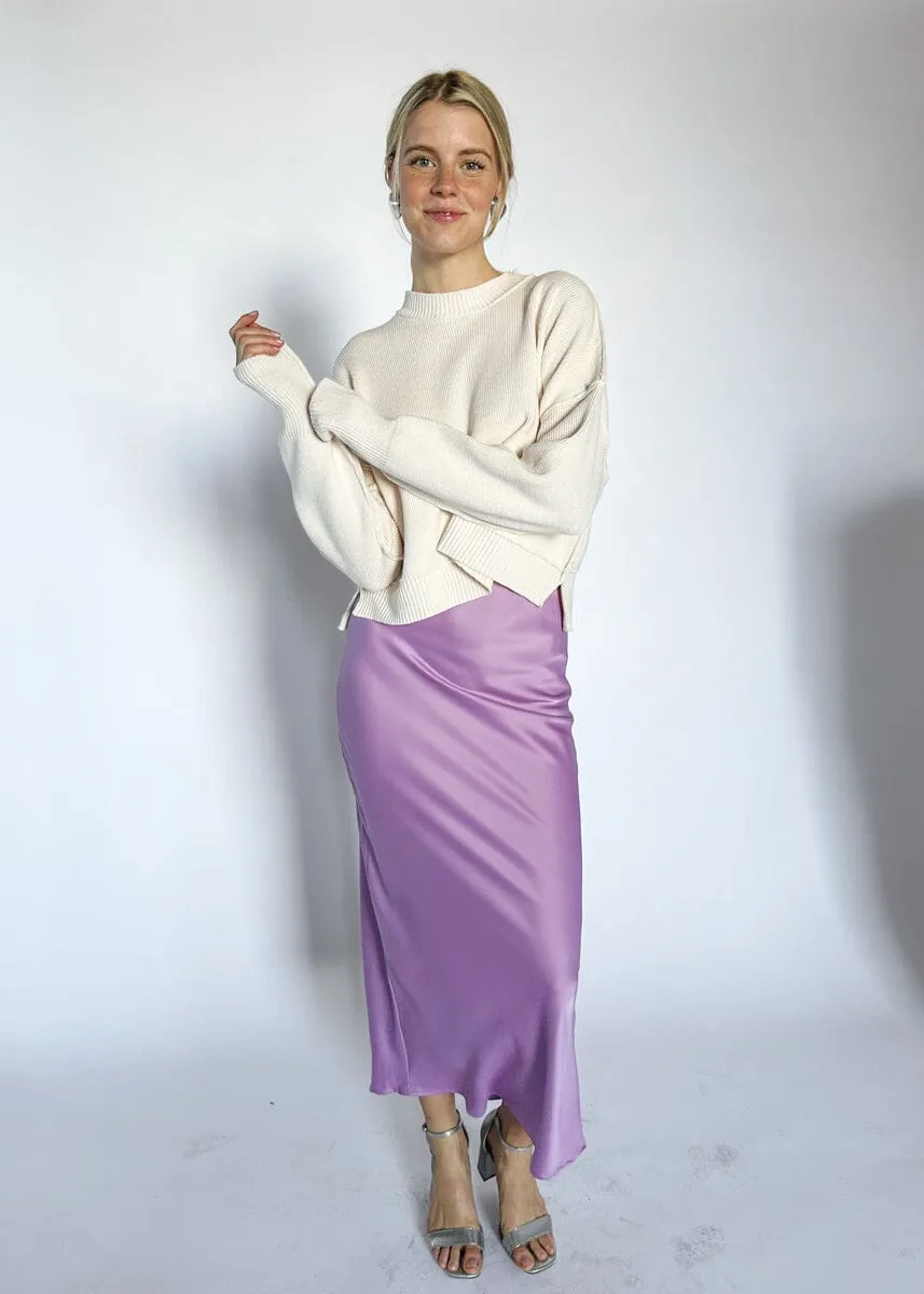 Lavella Satin Maxi Skirt - Lavender