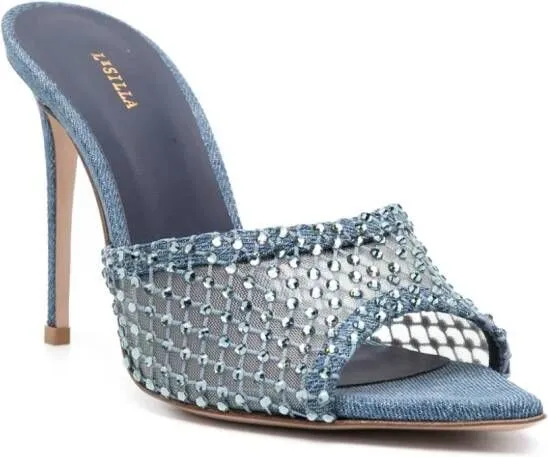 Le Silla Gilda 110mm crystal-embellished mules Blue