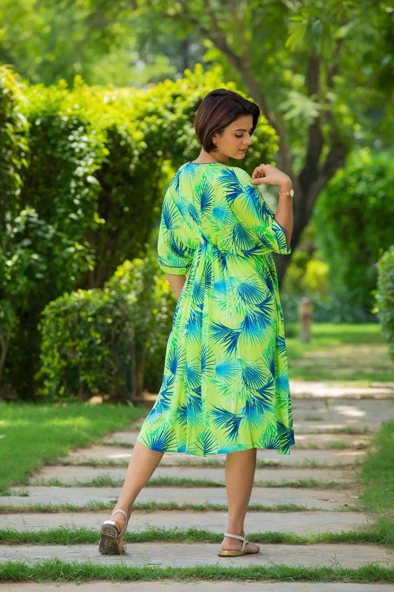 Leafy Maternity & Nursing Kaftan Dress