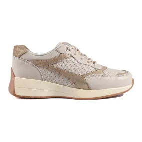 Leather beige sneakers on the Shelovet platform