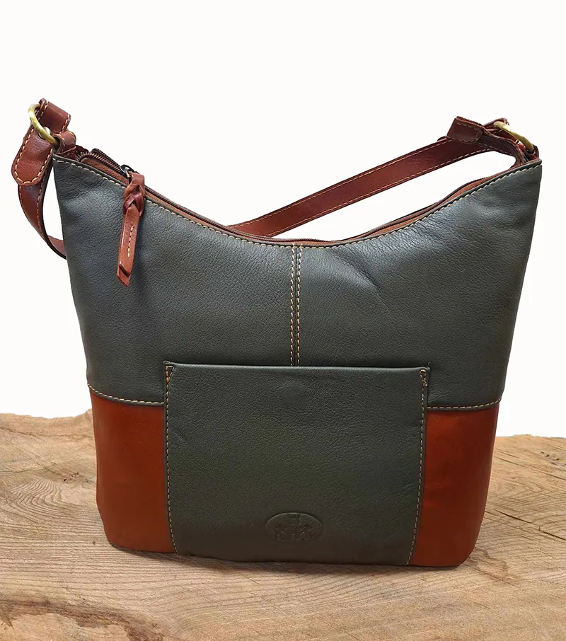 Leather Scooped Shoulder Bag - Mohawk