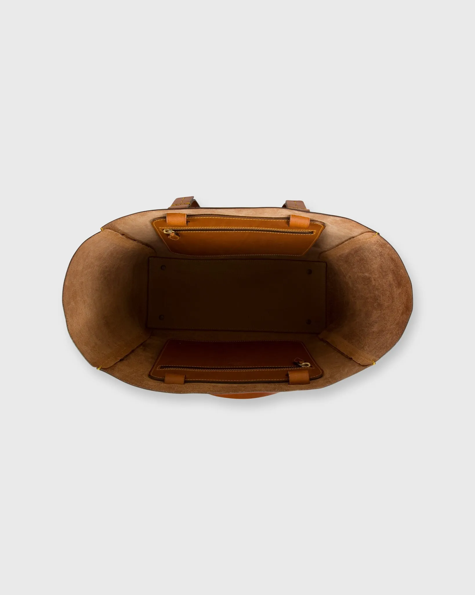 Leather Tote with Trolley Strap in English Tan