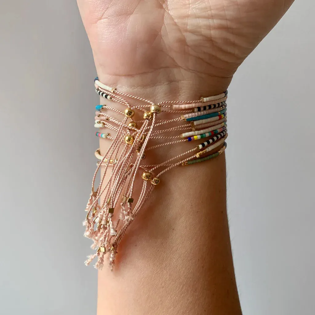 Libby And Smee Beaded String Bracelet Creamy