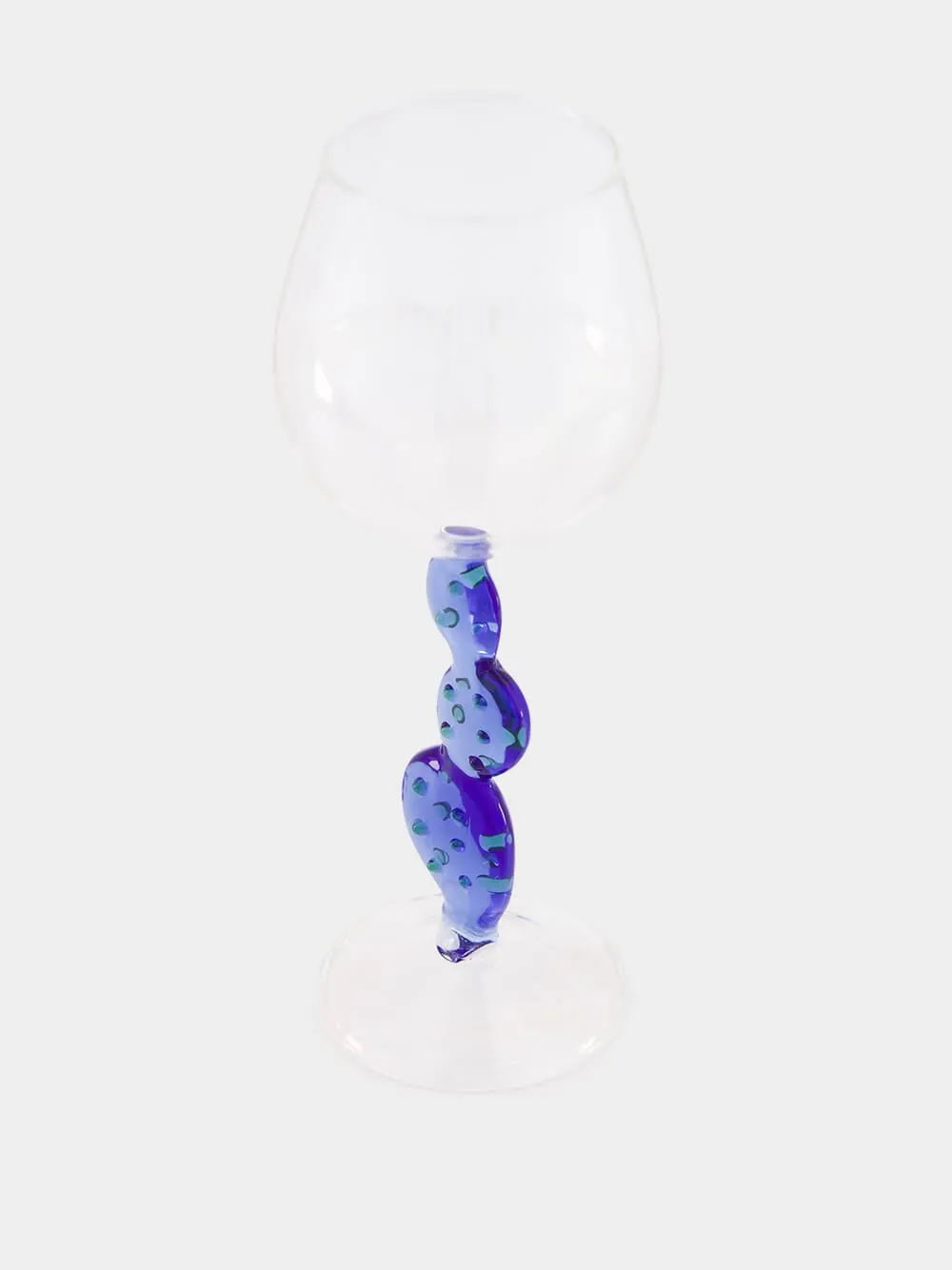 Light Blue Cactus Wine Glass