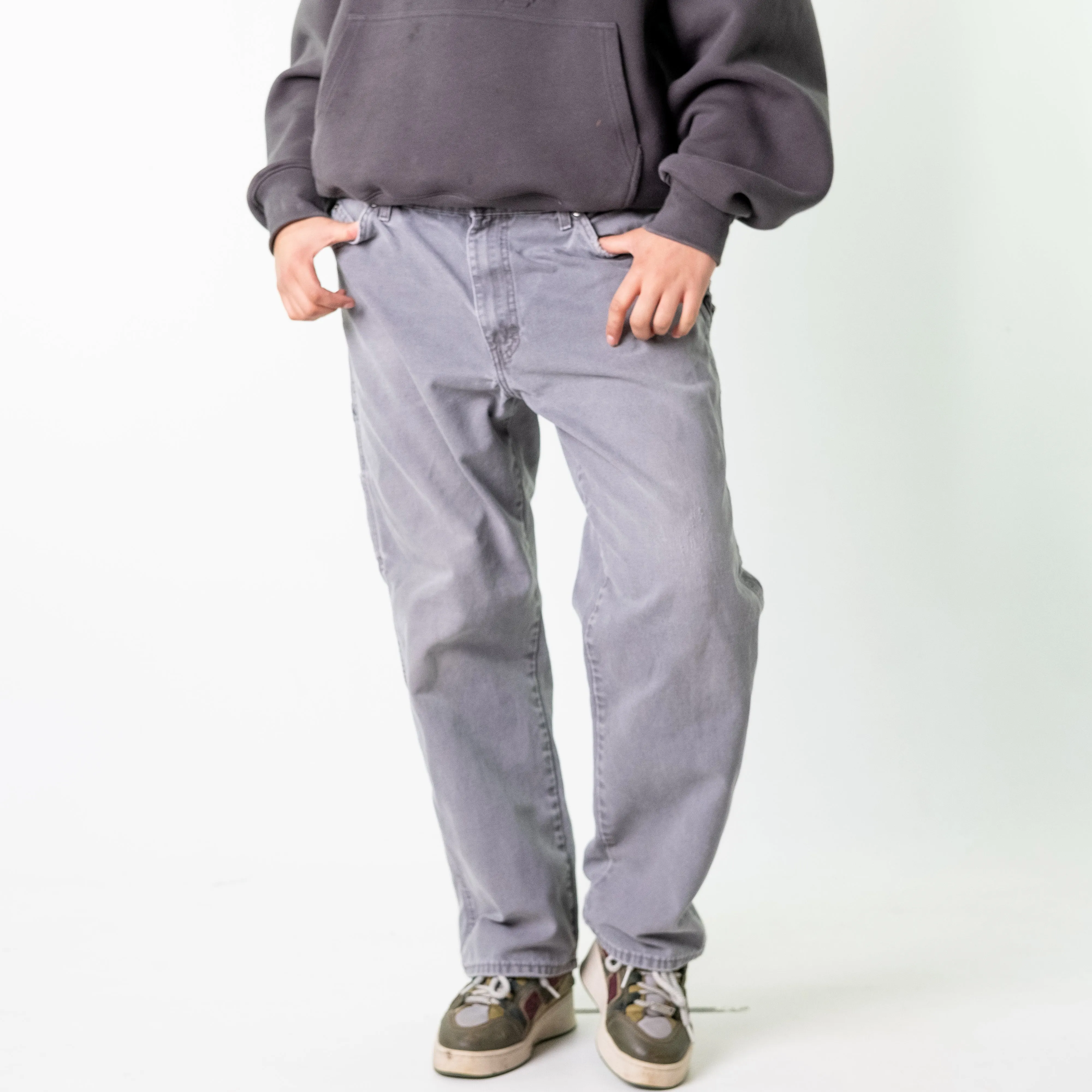 Light Grey 90s Dickies  Cargo Skater Trousers Pants Jeans (36x30)