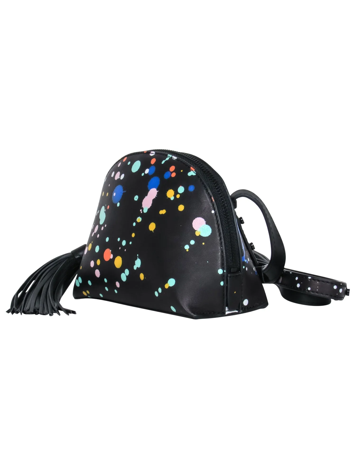 Loeffler Randall – Black Leather w/ Multicolor Paint Splash Mini Crossbody Bag